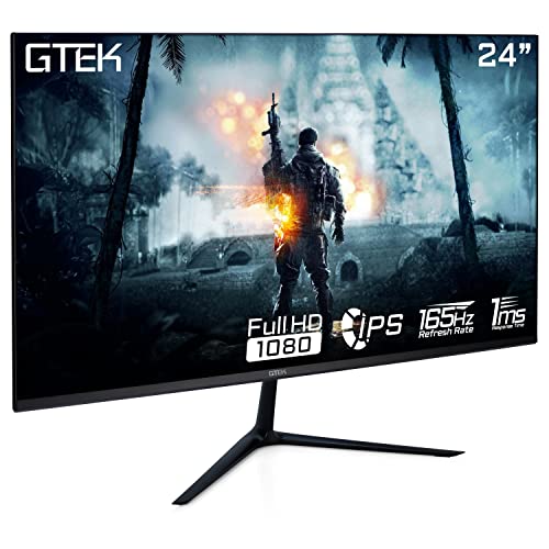 GTek 24 Inch Gaming Monitor IPS, 165Hz Frameless Display Full HD 1920 x 1080P, IPS Technology 1ms, Supports 144Hz HDR, FreeSync, DisplayPort/HDMI, VESA - F2465P